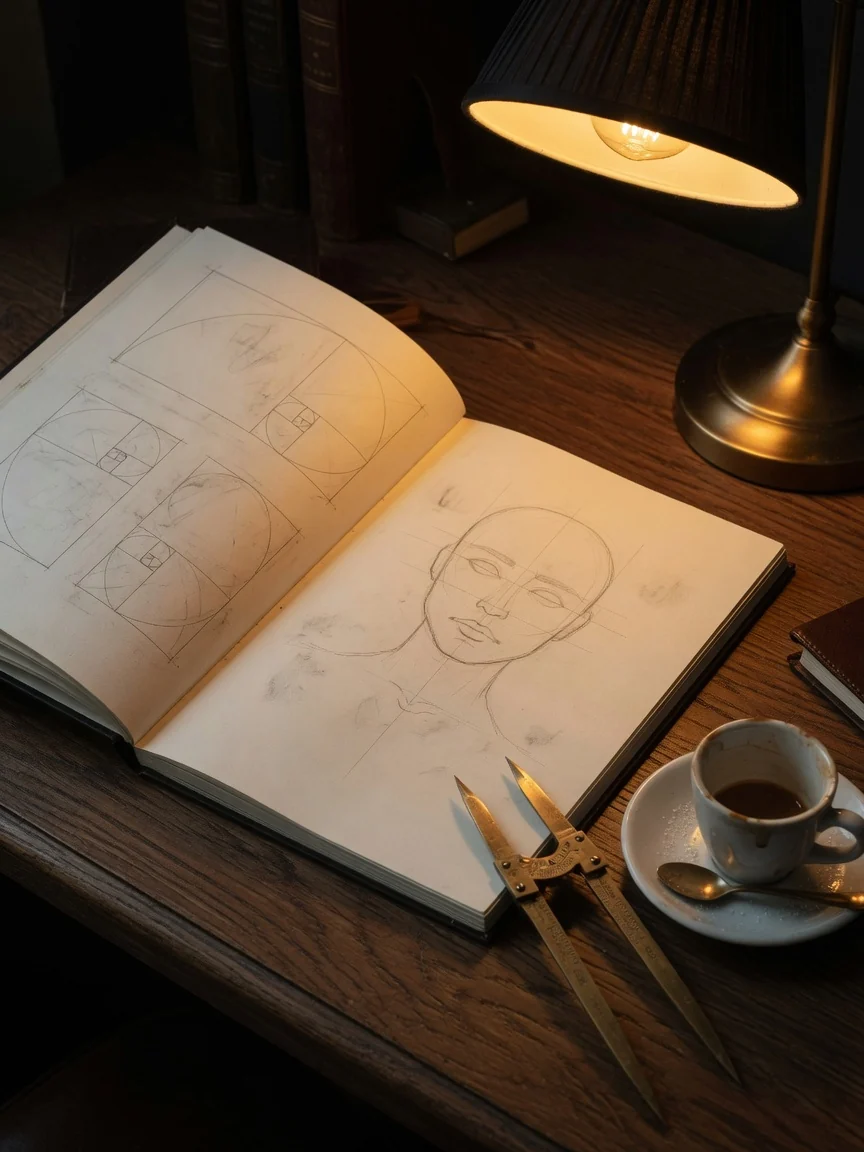 Sketchbook proportion construction study